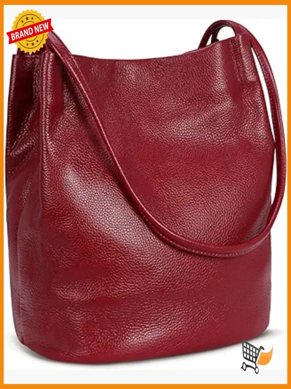 Genuine Leather Tote Bucket Bag Hobo Shoulder Purse Handbag Women Trendy